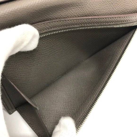 Auth HERMES HHardware Bearn Souffle Two fold Long Wallet Epsom Gray Based - Picture 12 of 15